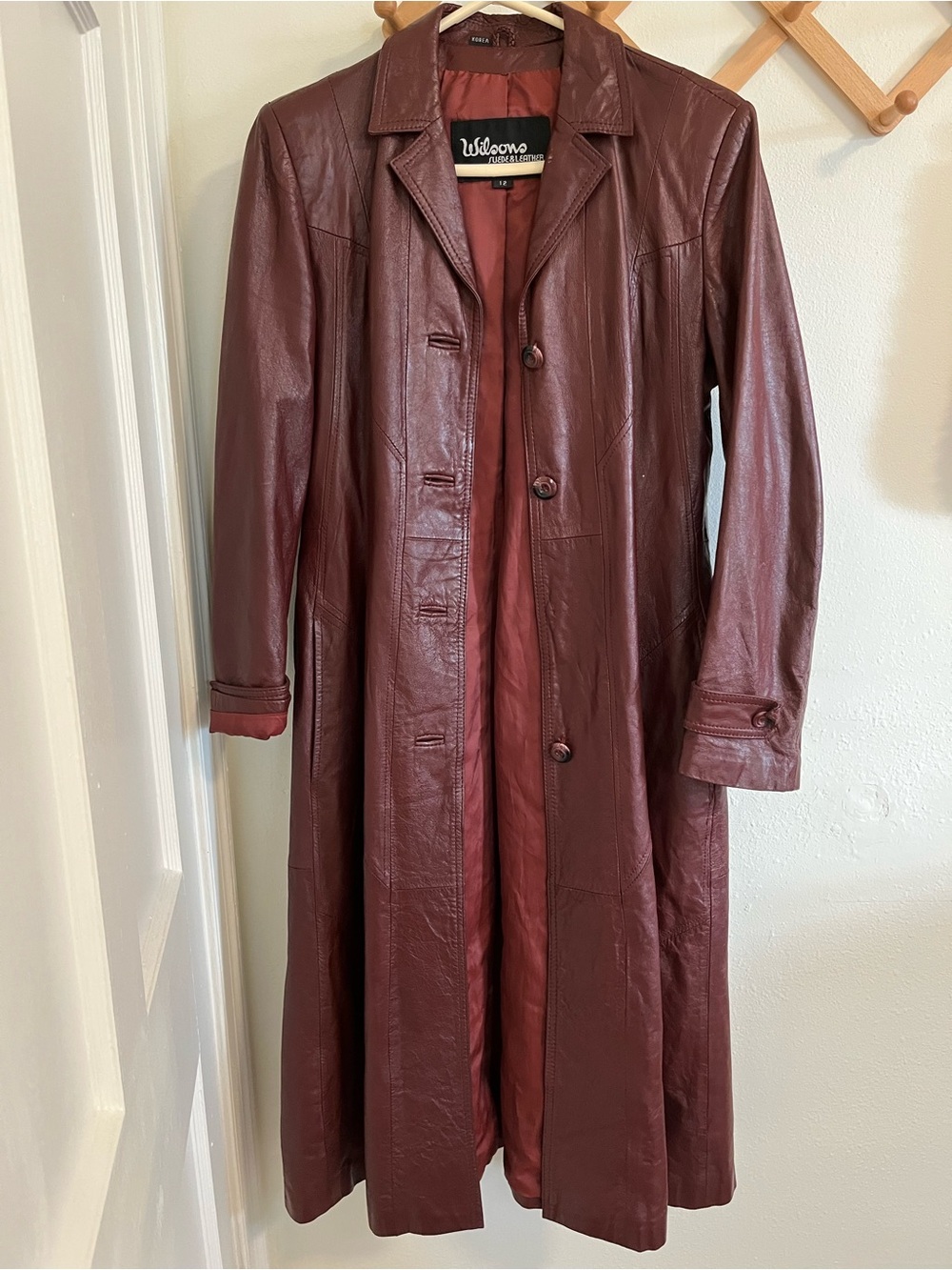 Wilson Burgundy Leather Trench Coat - Picture 1 of 4